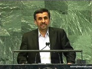 Amadinejad at the UN. Webcapture by Neeraj Bhushan